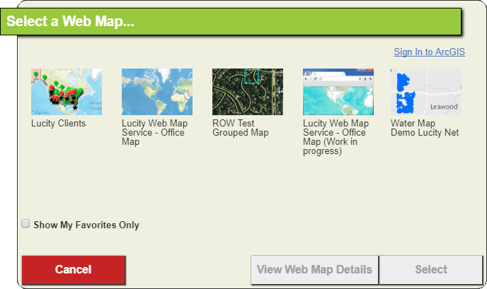 Select webmap