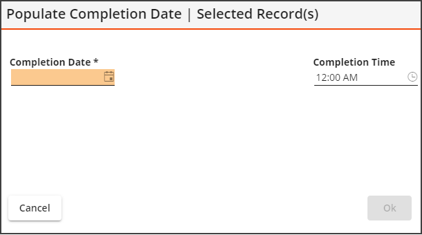 populate completion date