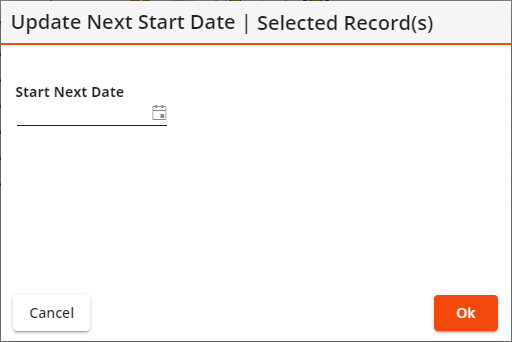 update next start date selected record