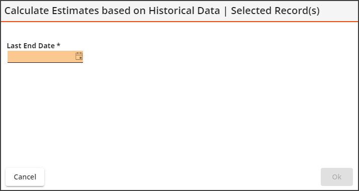 calculate estimate based on historical data selected record