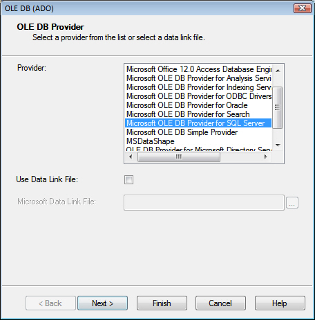 SQL Server: OLE DB (ADO) Data Provider